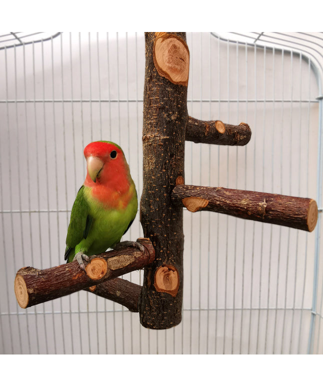 Parrot bird wood stand pole toy made of durable apple wood. Stylish and simple perch for your bird.

