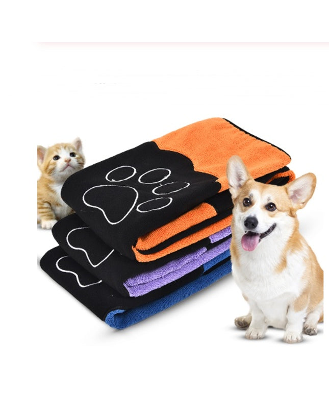 Blue and purple pet absorbent bath towel by Petpexi, 86x49cm soft and durable towel for drying and warming dogs and cats

