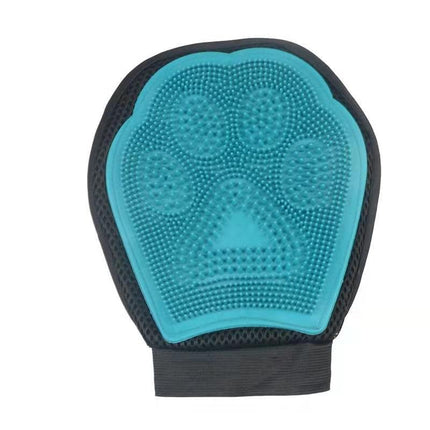 Silicone pet bath glove and dog cleaning bath brush in blue and purple by Petpexi, for gentle cleaning, massaging, and grooming pets

