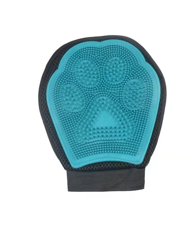 Silicone pet bath glove and dog cleaning bath brush in blue and purple by Petpexi, for gentle cleaning, massaging, and grooming pets

