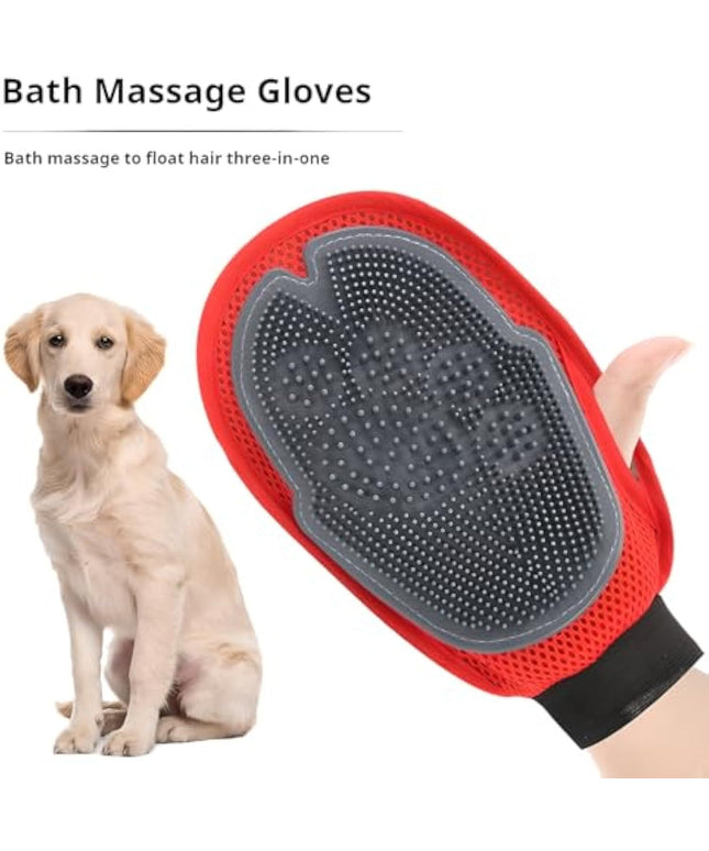 Pet bathing glove and hair remover mitt with soft massage brush, adjustable fit for left and right hands by Petpexi, comfortable pet grooming tool

