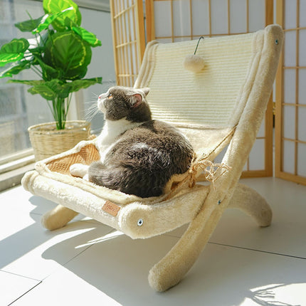 Pet Cat Sofa Bed Sunbathing Chair in beige and dark gray with mat, comfortable cat lounger from PetPexi, fast and free shipping in USA

