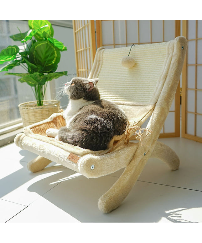 Pet Cat Sofa Bed Sunbathing Chair in beige and dark gray with mat, comfortable cat lounger from PetPexi, fast and free shipping in USA

