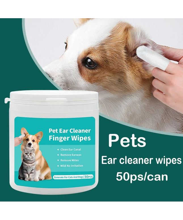 Pet ear cleaning wipes made with natural ingredients and biodegradable fabric by Petpexi, designed for gentle and effective ear care for dogs and cats

