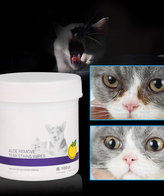 Gentle Pet Eye Grooming Wipes in white cotton for dogs and cats by Petpexi, designed for tear stain removal and hygienic eye cleaning

