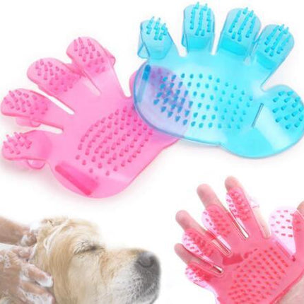 Adjustable soft rubber pet finger grooming brush for cats and dogs by Petpexi, ideal for bathing, massaging, and removing loose hair

