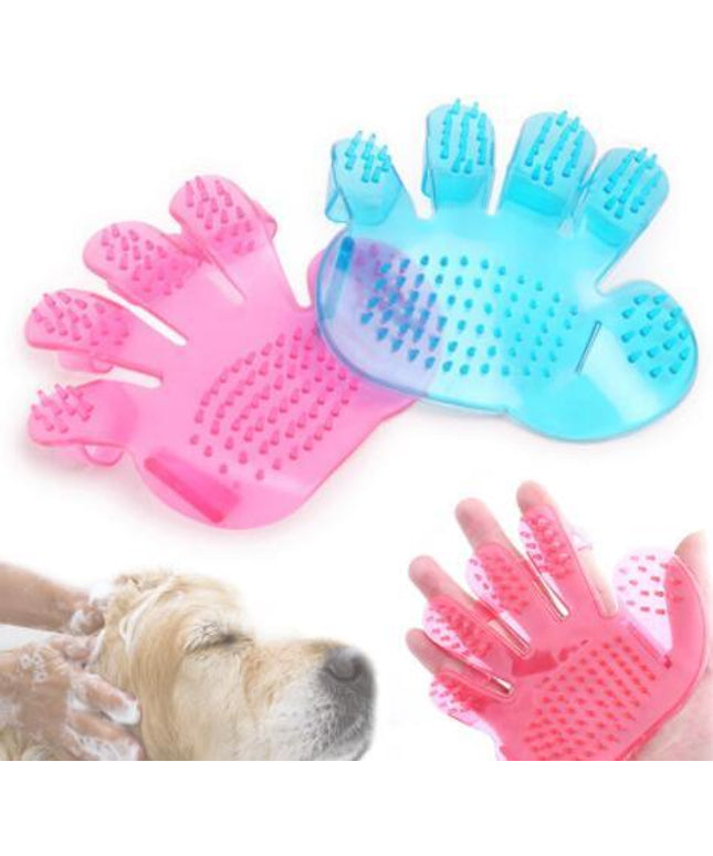 Adjustable soft rubber pet finger grooming brush for cats and dogs by Petpexi, ideal for bathing, massaging, and removing loose hair

