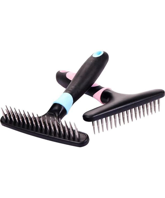 Stainless steel pet hair removal comb for dogs and cats by Petpexi, effective grooming tool to reduce shedding and remove loose fur

