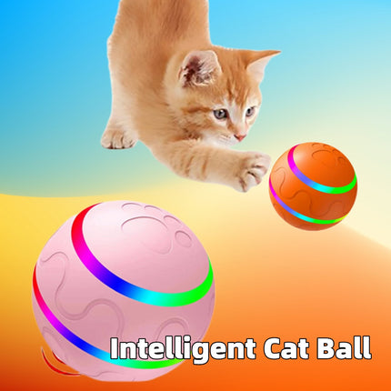 Orange Pet New Cat Wicked Ball Toy rolling on floor, interactive USB-rechargeable cat toy from www.petpexi.com