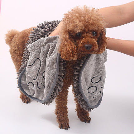 Gray fiber pet scrubbing towel for cats by Petpexi, 35x80cm absorbent soft towel for effective grooming and drying


