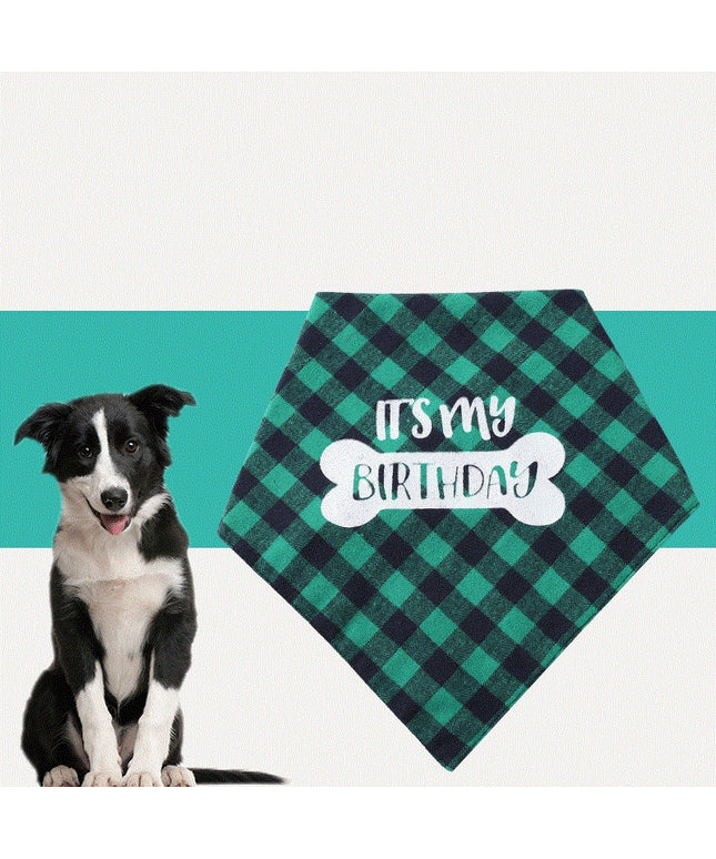 Plaid polyester cotton saliva triangle towel by Petpexi, soft and delicate fabric for comfortable saliva absorption and stylish pet accessory, size 45x45x68 cm

