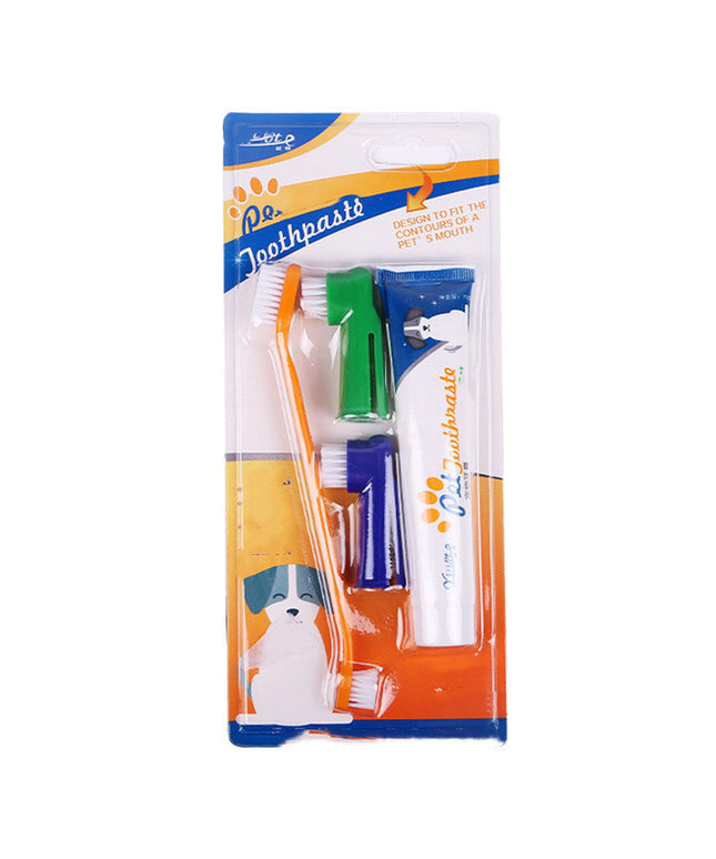 Pet toothbrush set with solid edible toothpaste in beef and vanilla flavor by Petpexi for effective oral care and fresh breath in dogs and cats

