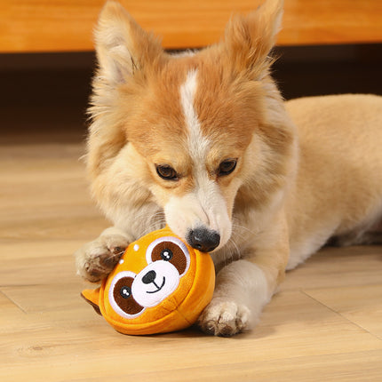 Pet vocal teething plush toy in animal designs (chicken, mouse, fox, tiger, cow, panda) – durable squeaky chew toy for dogs | www.petpexi.com