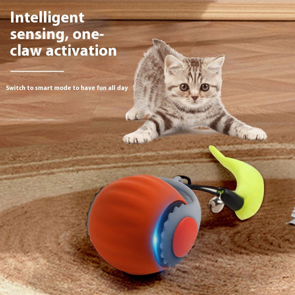 Pet With Gravity Sudden Ball in orange or blue – automatic interactive silicone cat toy with tail, fast free USA shipping from Petpexi

