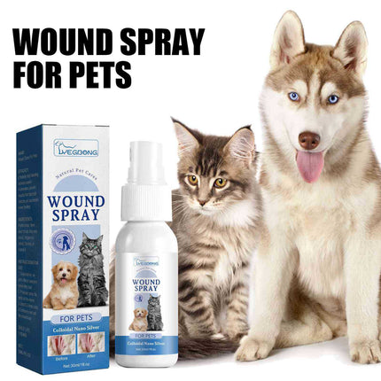 Pet Wound Care Spray by Petpexi – 30ml natural formula with nano silver and aloe for fast skin healing and relief in dogs and cats

