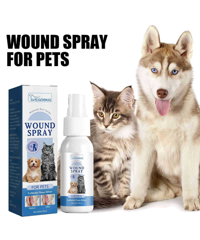 Pet Wound Care Spray by Petpexi – 30ml natural formula with nano silver and aloe for fast skin healing and relief in dogs and cats

