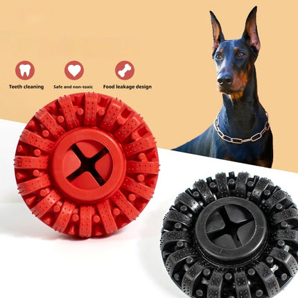 A high-quality black tire-shaped durable dog toy from PetPexi, designed as an interactive puzzle and chew toy to relieve anxiety and provide hours of fun.

