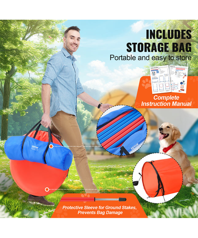 VEVOR 5-Piece Dog Agility Training Set with Hurdles and Tunnel – Premium Dog Exercise Equipment Available at www.petpexi.com with Free USA Shipping

