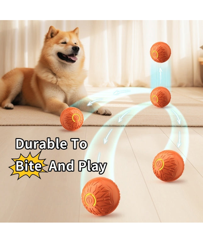Blue and orange Pets Electric Jumping Ball from Petpexi, a durable, luminous dog toy for training and fun.

