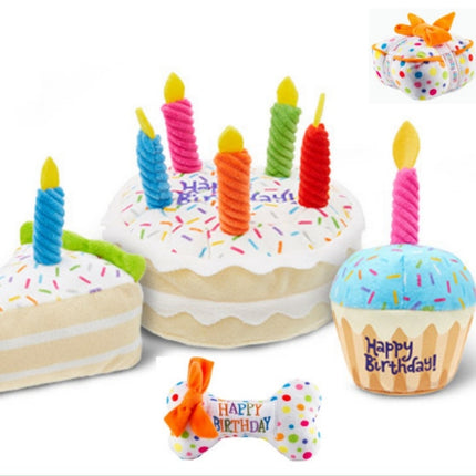 Pet Supplies Plush Toy Dog Birthday Gift – Squeaky Plush Cake & Bone Durable Dog Toys | www.petpexi.com