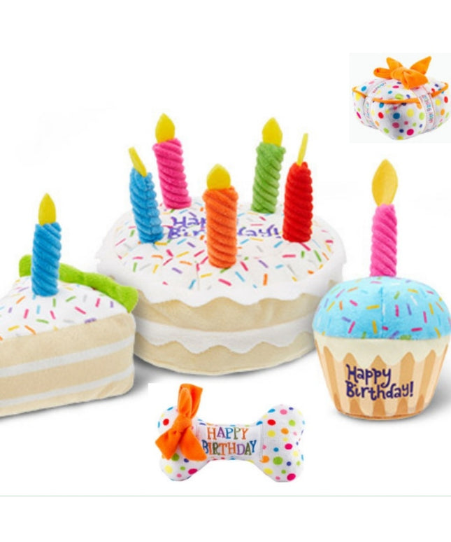 Pet Supplies Plush Toy Dog Birthday Gift – Squeaky Plush Cake & Bone Durable Dog Toys | www.petpexi.com
