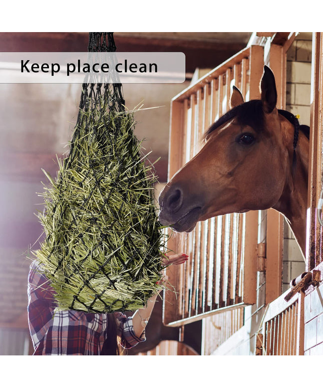 Portable Hay Feeder for Horses from PetPexi, high-strength PP braided rope in black with small aperture, free USA shipping, stylish and durable