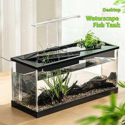 Premium acrylic lazy aquarium with integrated filter, heating, and LED lighting – small size, available at www.petpexi.com with fast free US shipping.

