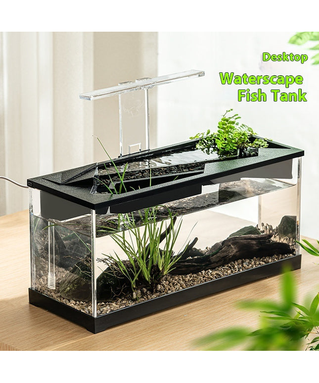 Premium acrylic lazy aquarium with integrated filter, heating, and LED lighting – small size, available at www.petpexi.com with fast free US shipping.


