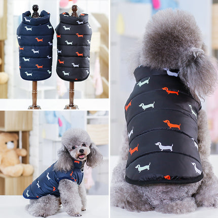 Black and dark blue premium cotton dog vest for sizes S-XXL, displayed on a happy dog, available at www.petpexi.com with fast, free USA shipping.