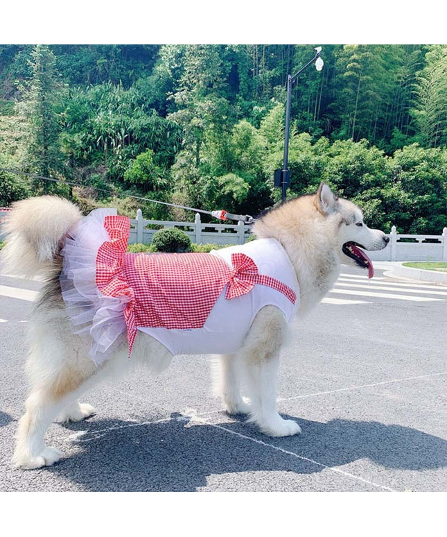 Princess plaid dress for large dogs like Labradors and Golden Retrievers – soft cotton skirt from www.petpexi.com with fast free USA shipping

