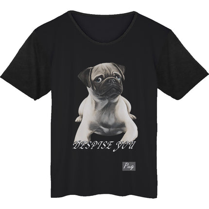 Pug Dog Funny Pattern Short Sleeve T-Shirt – Casual Cotton Blend Tee for Dog Lovers – PetPexi, Free US Shipping

