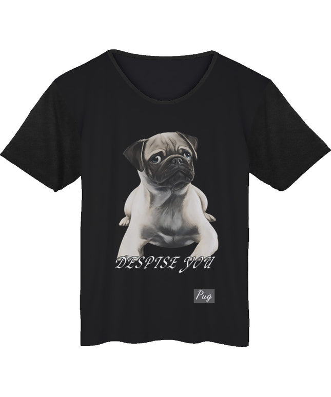 Pug Dog Funny Pattern Short Sleeve T-Shirt – Casual Cotton Blend Tee for Dog Lovers – PetPexi, Free US Shipping

