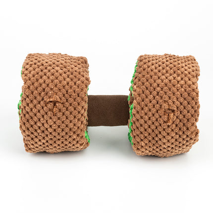 High-quality Puzzle Plush Dumbbell Snuffle Toy for dogs, available at www.petpexi.com, perfect for treat-dispensing and enrichment.