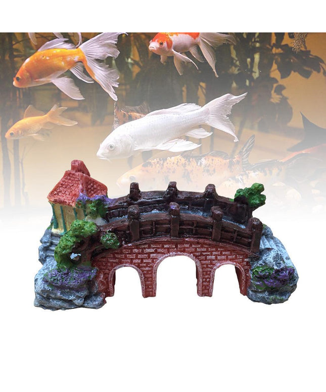 Resin fish tank landscape fake bridge decoration in small size, available at www.petpexi.com with fast free USA shipping.