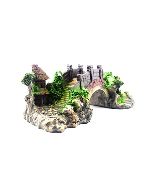 Resin retro arch bridge aquarium decoration and turtle climbing platform, available at www.petpexi.com with fast free USA shipping.