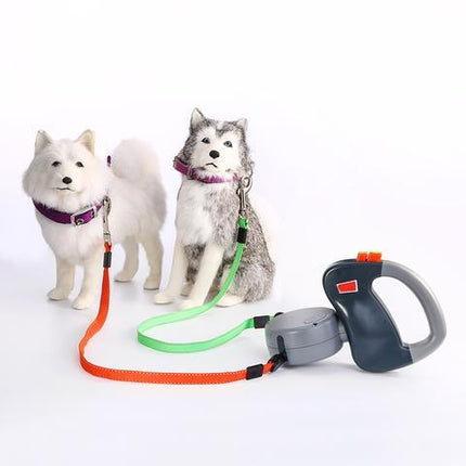 Retractable Dual Pet Dog Walking Leash - Durable Nylon for All Dogs, Automatic and Compact Design – Available at www.petpexi.com

