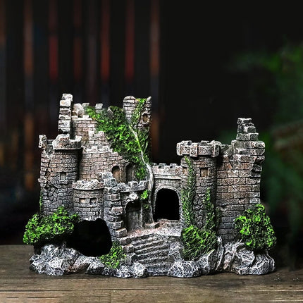 Retro European style resin castle aquarium decoration – Model 806, safe and durable, available at www.petpexi.com with fast free USA shipping.

