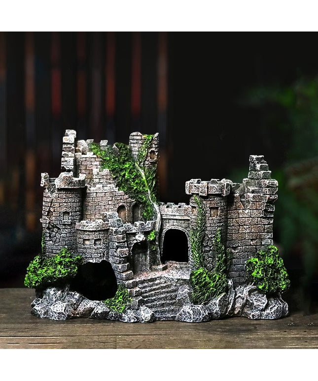 Retro European style resin castle aquarium decoration – Model 806, safe and durable, available at www.petpexi.com with fast free USA shipping.

