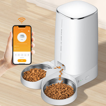 ROJECO 4L Automatic Pet Feeder with WiFi/App Control, Stainless Steel Bowl – for Cats and Small Dogs

