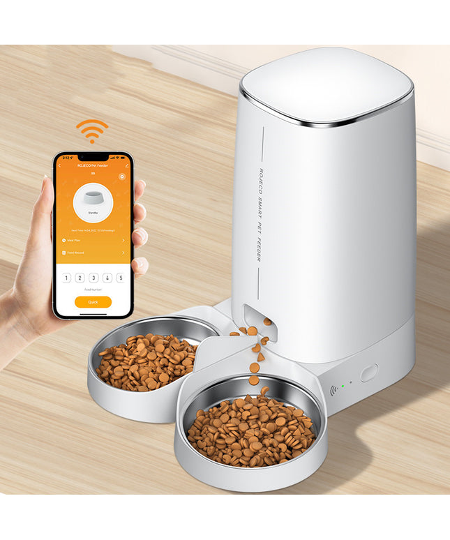 ROJECO 4L Automatic Pet Feeder with WiFi/App Control, Stainless Steel Bowl – for Cats and Small Dogs

