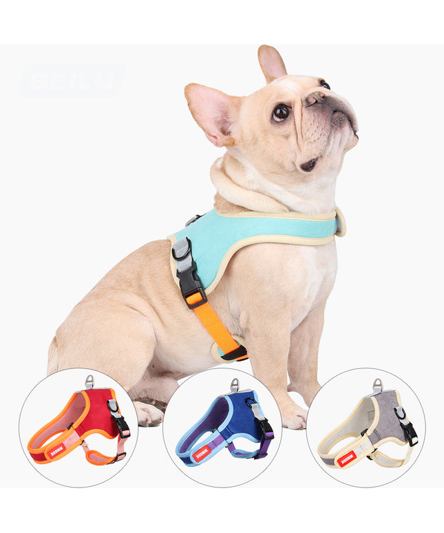 Saddle-Type Reflective Deerskin Dog Harness in Blue by Petpexi, Stretchable and Stylish

