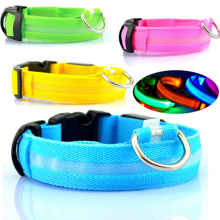 Safety LED dog collar with tracker by Petpexi, bright fiber optic, flashing light modes, waterproof, adjustable fit, multiple colors, secure night visibility for dogs

