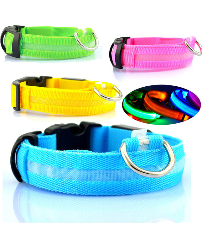 Safety LED dog collar with tracker by Petpexi, bright fiber optic, flashing light modes, waterproof, adjustable fit, multiple colors, secure night visibility for dogs

