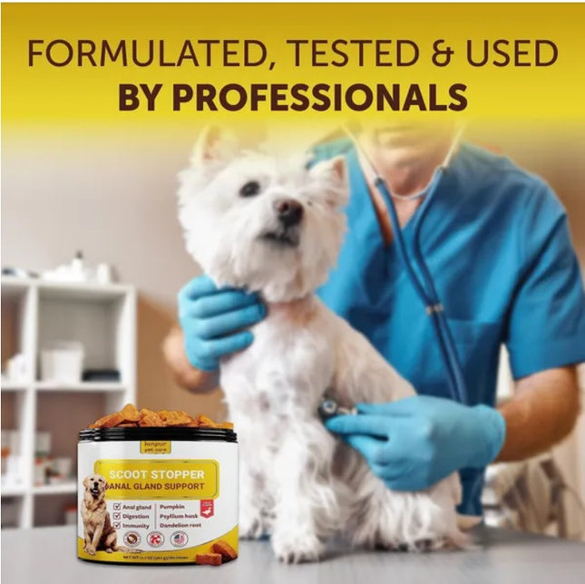 Scoot Stopper Soft Chews for Dogs – Anal Gland & Digestion Support with Pumpkin and Psyllium Husk

