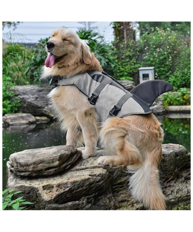 Shark and mermaid style dog life jackets in bright colors – lightweight pet swim safety vest available at www.petpexi.com with free USA shipping.

