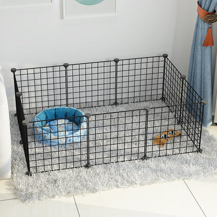 Small Dog Indoor Home Isolation Fence Cage with 11-piece door system, ideal for creating a safe space for dogs indoors.

