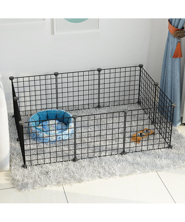 Small Dog Indoor Home Isolation Fence Cage with 11-piece door system, ideal for creating a safe space for dogs indoors.

