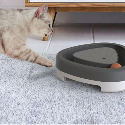 Smart electric triangle cat toy with feather scratcher in gray and green colors for interactive cat play from PetPexi

