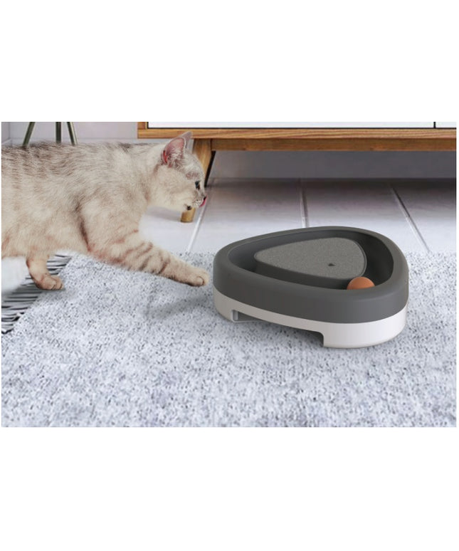 Smart electric triangle cat toy with feather scratcher in gray and green colors for interactive cat play from PetPexi


