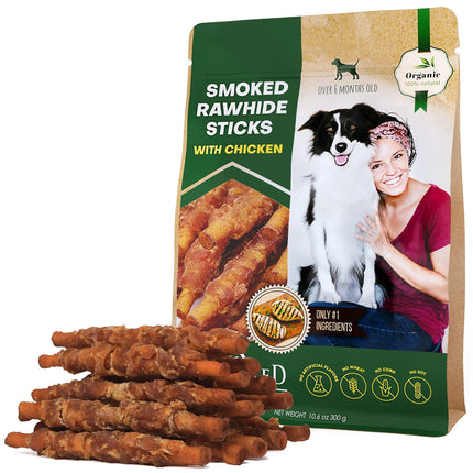 Smoked Rawhide Sticks Wrapped with Chicken – Healthy, Grain-Free Chews for Dogs | PetPexi

